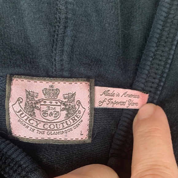 Juicy Couture juniors large USA Black zip up hoodie J Pink Embroidery - Picture 9 of 14